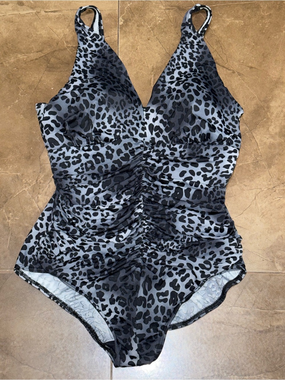 Miraclesuit Grey and Black Leopard-Print One-Piece Swimsuit